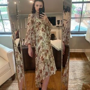 bohemian floral long sleeve maxi dress